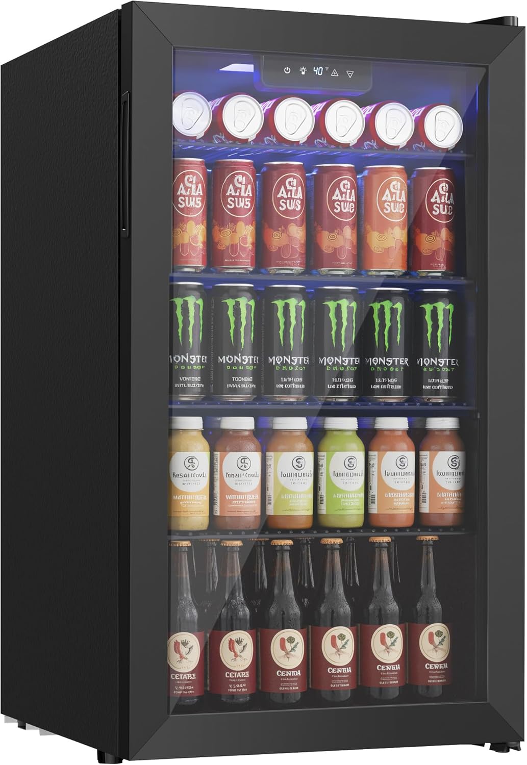 Wine Beer Mini Fridge - 126 Can Mini Fridge with Glass
