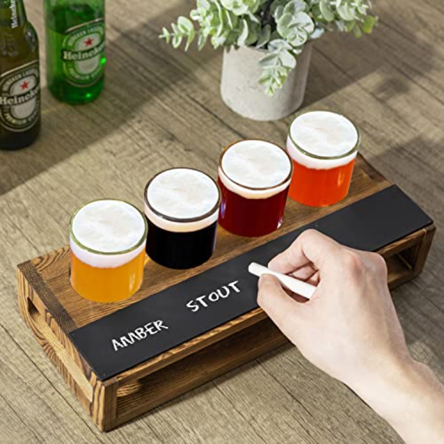 Rustic Dark Brown Burnt Solid  – Beer Flight Set Bewertung und Preis