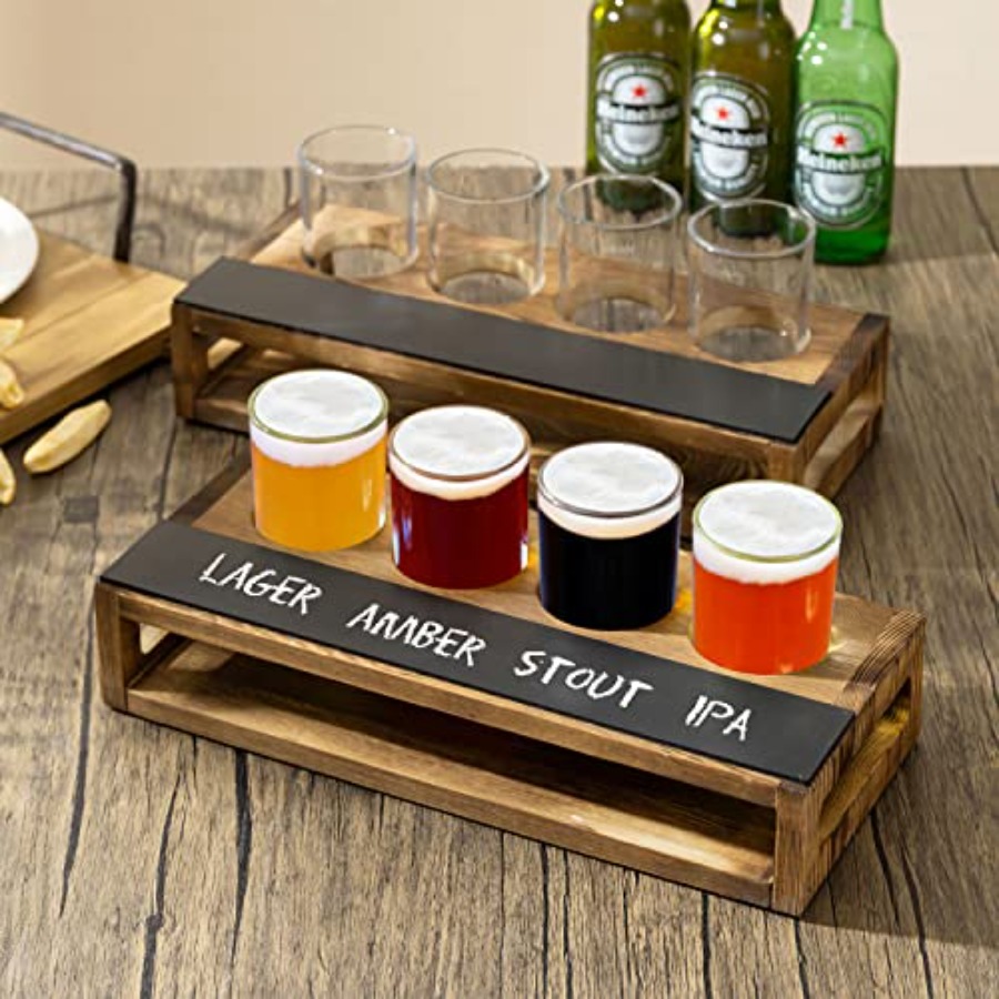 Rustic Dark Brown Burnt Solid  – Beer Flight Set Bewertung und Preis