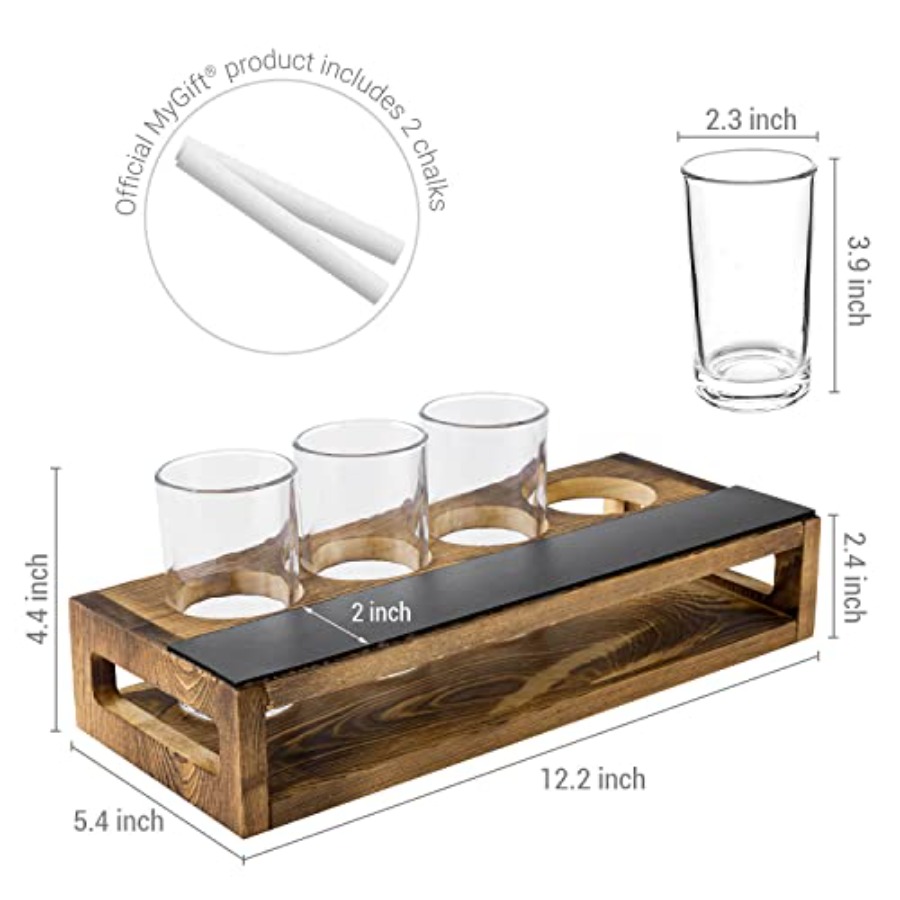 Rustic Dark Brown Burnt Solid  – Beer Flight Set Bewertung und Preis
