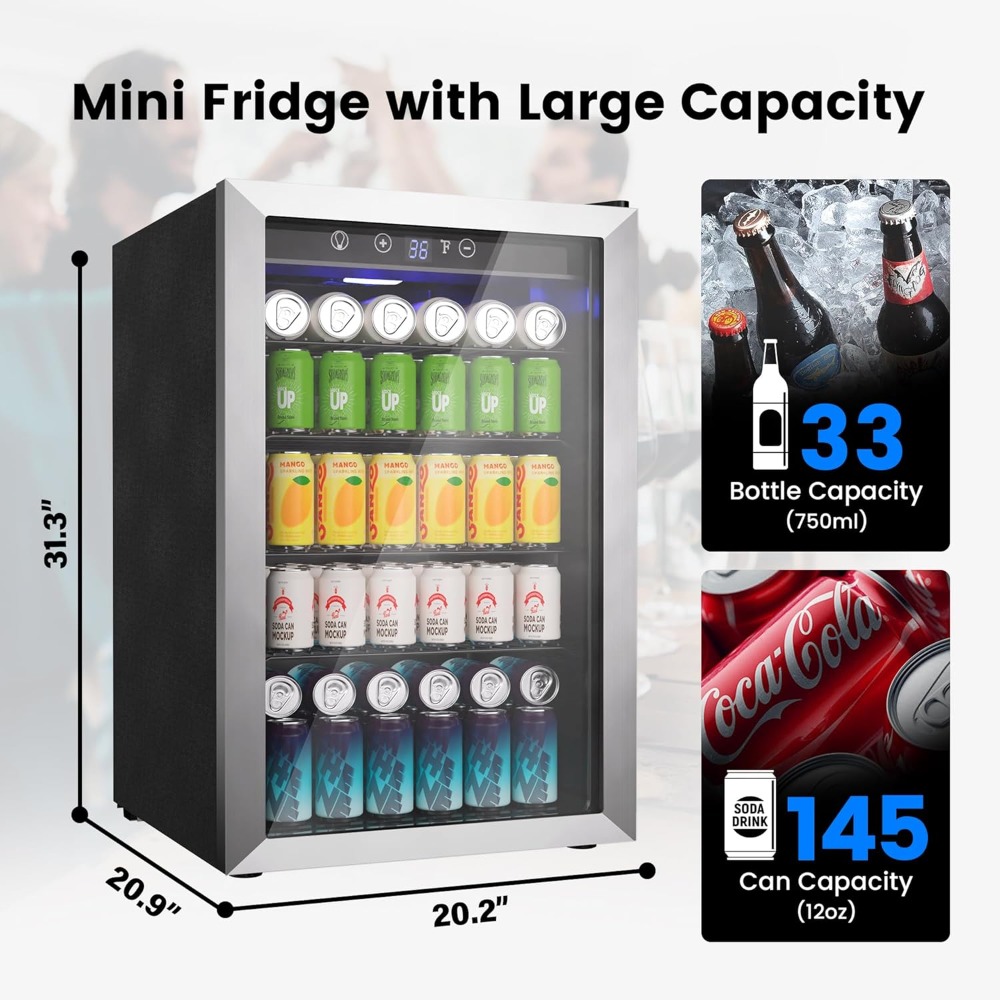145 Can Mini Fridge Glass Door – Wine Beer Mini Fridge Bewertung und Preis