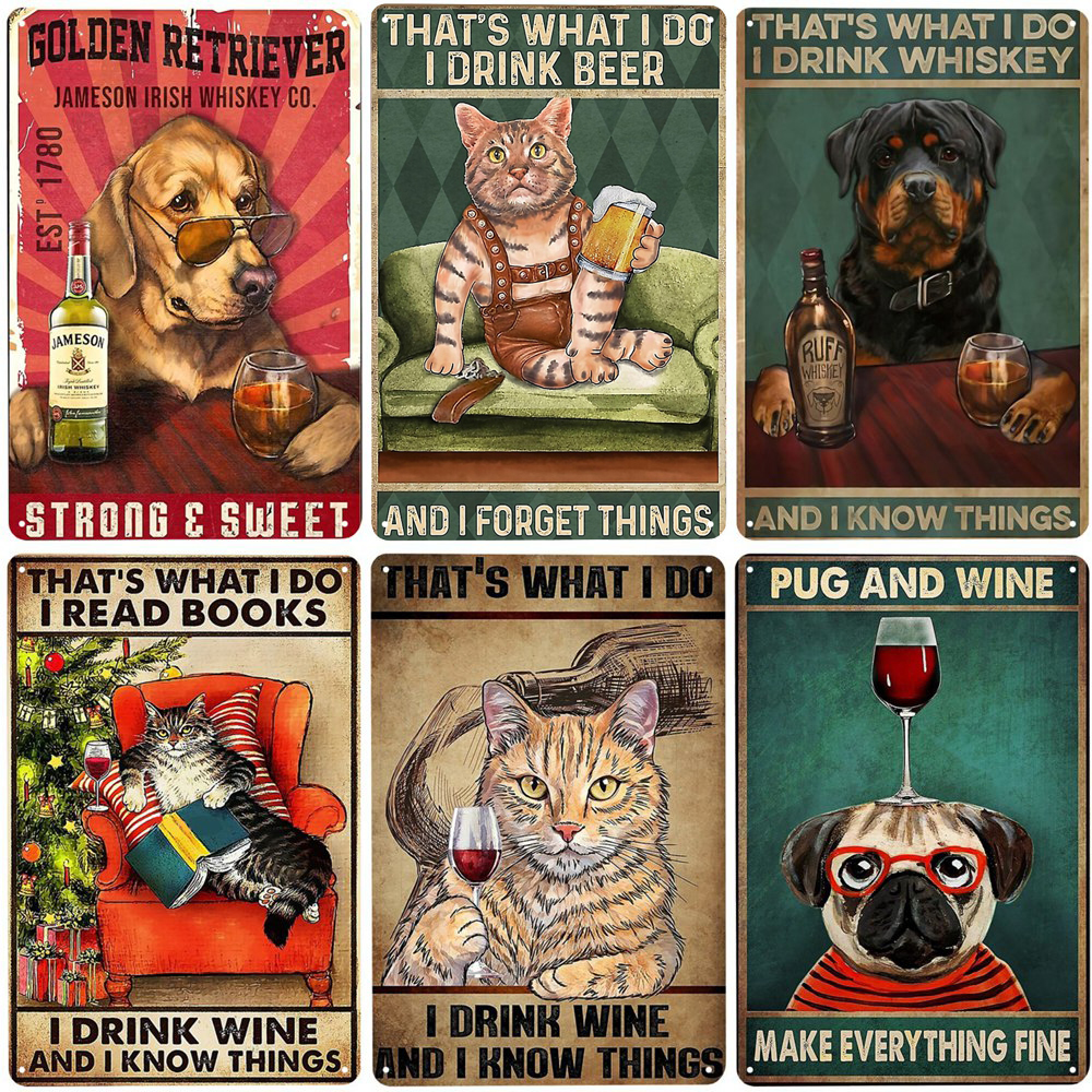 Cats and Wine Vintage Metal Si – Beer Wine Gin Bewertung und Preis