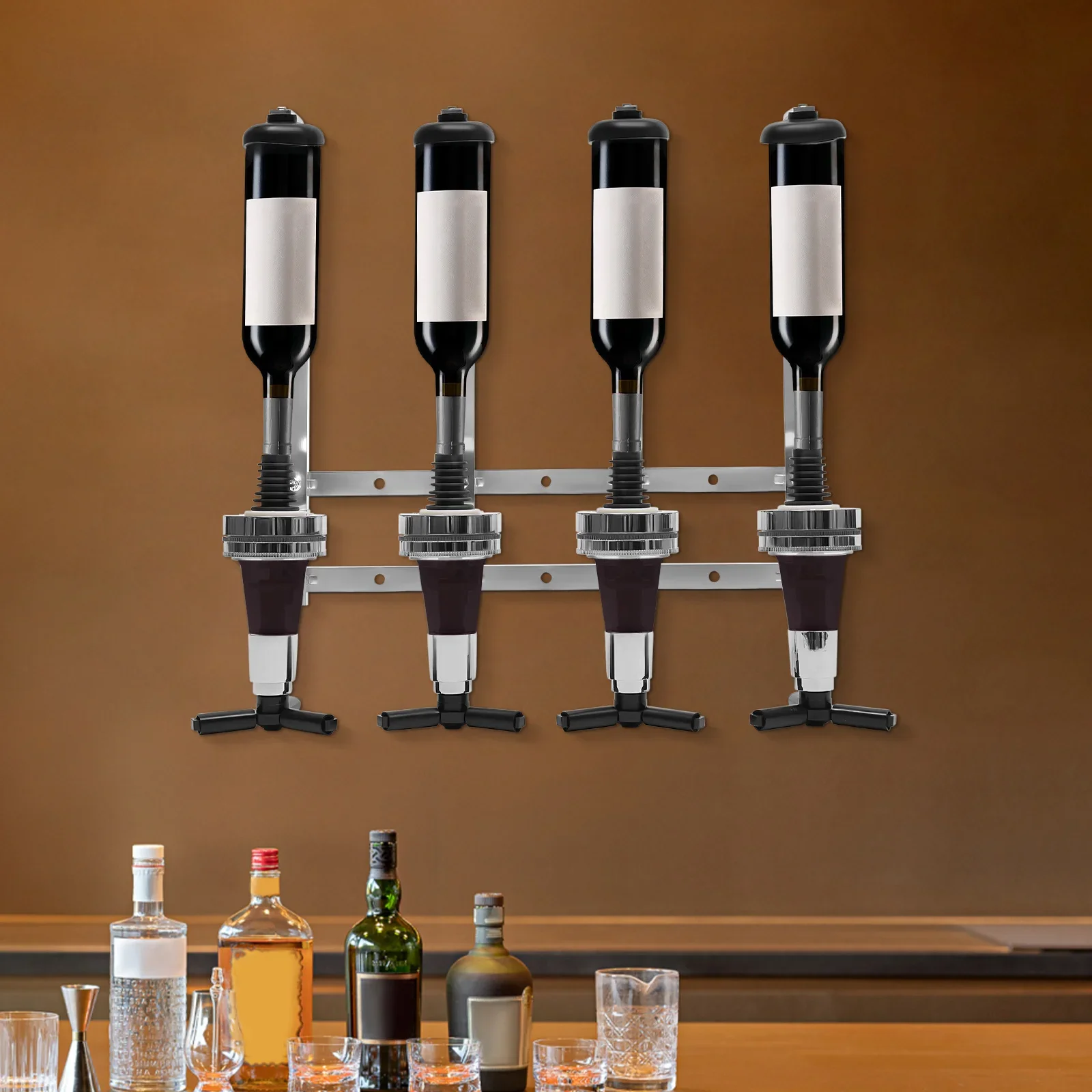 4-Bottle Wall Mount Liquor Dis – Wine To Beer Alcohol Bewertung und Preis